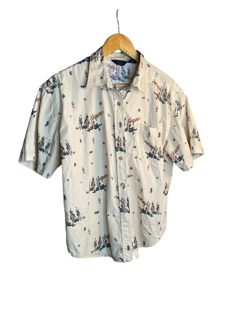 Vintage Roper Cream Short-Sleeve Western Print Button-Down Shirt UNISEX - Picture 2 of 6
